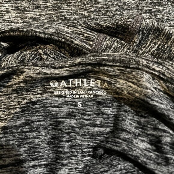 ATHLETA UPTEMPO Cropped Hoodie Sweatshirt Space Dye Black & White EUC Sz Small - Picture 6 of 8